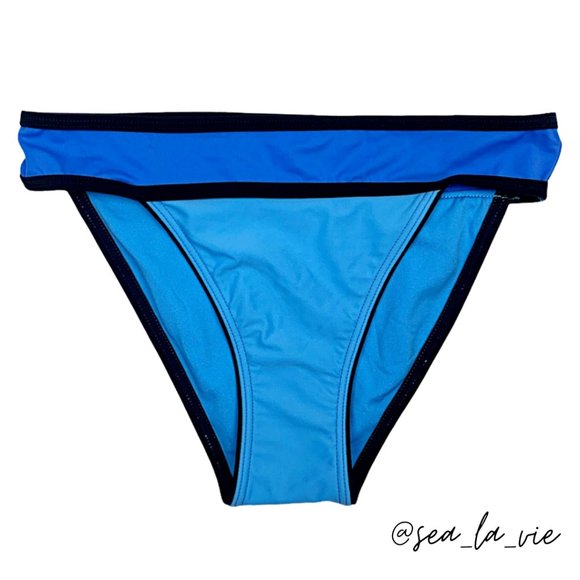 Blue Neo Piped Colorblock Banded Triangle Bikini - Picture 7 of 11